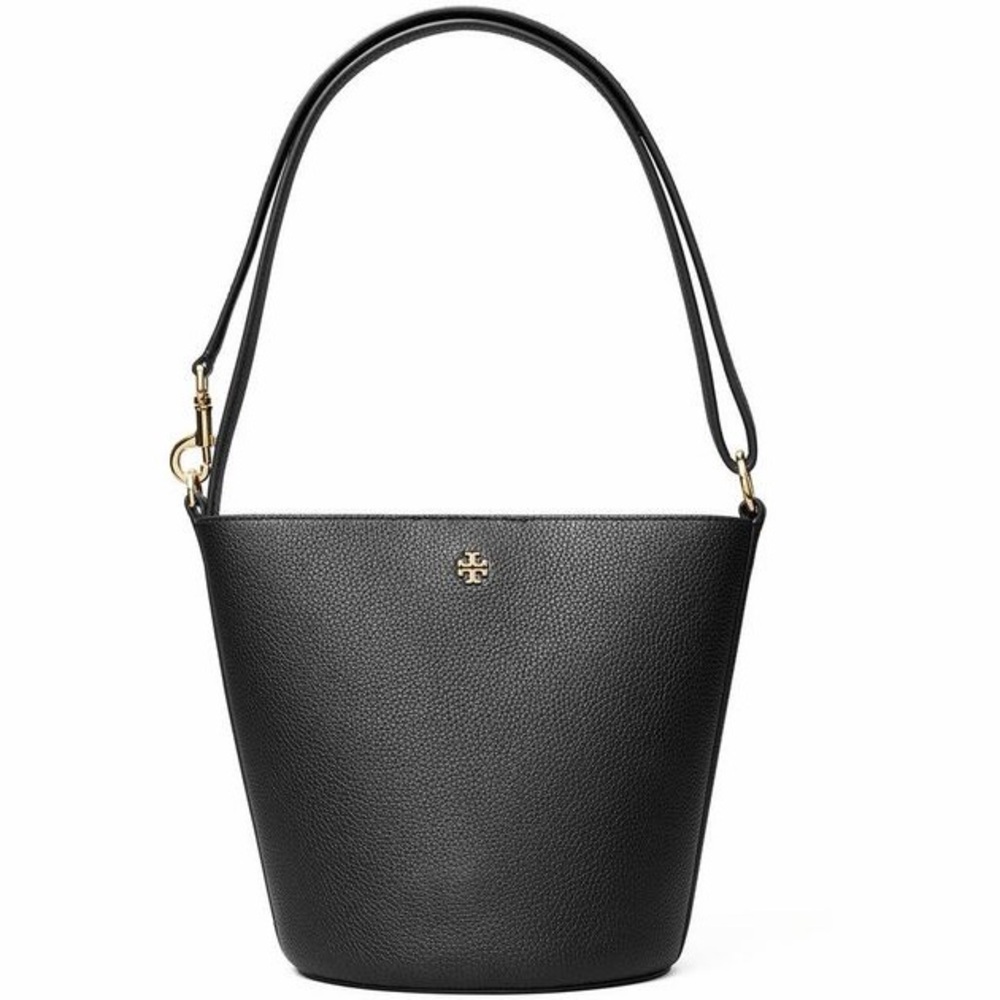 Tory Burch Blake Bucket Bag Pebble Black Leather